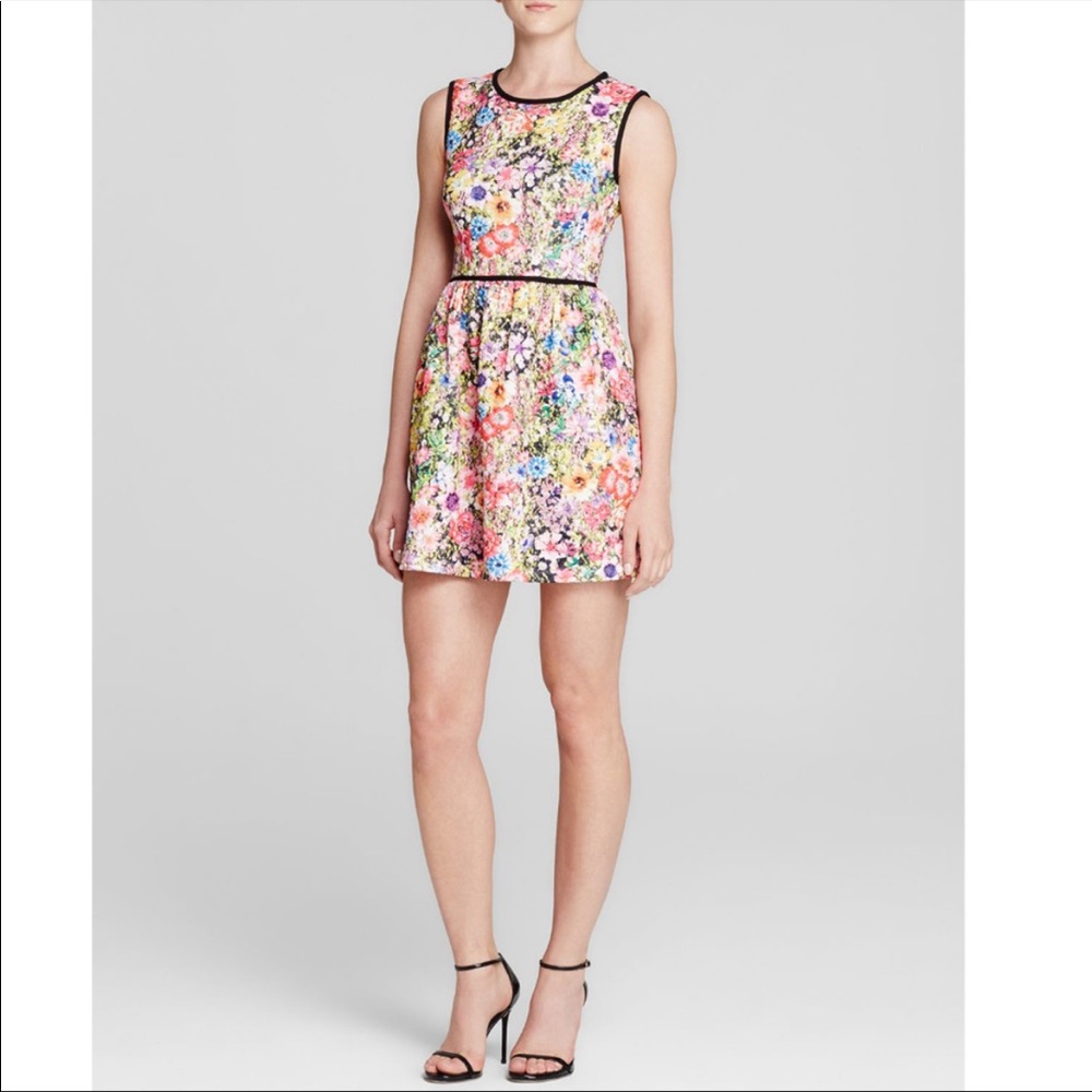 Black Halo Marina Sleeveless Floral Fit & Flare size 6 worn 1x